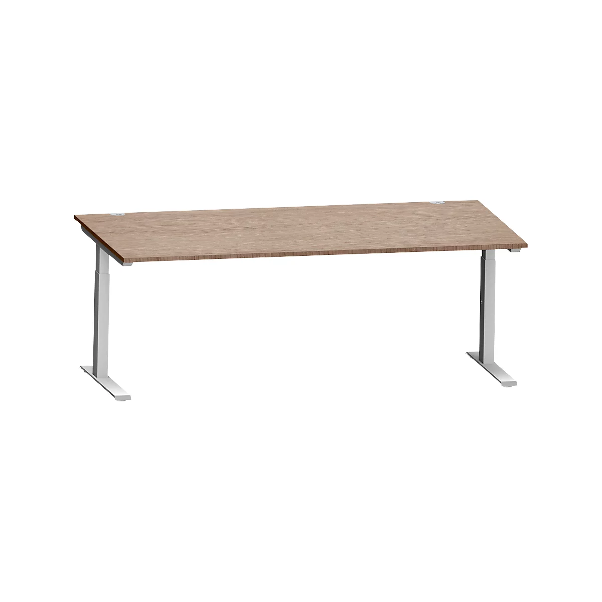 Schäfer Shop Genius Bureau MODENA FLEX, tube rectangulaire à piétement en C, L 2000 x P 1000 mm, décor chêne/alu blanc