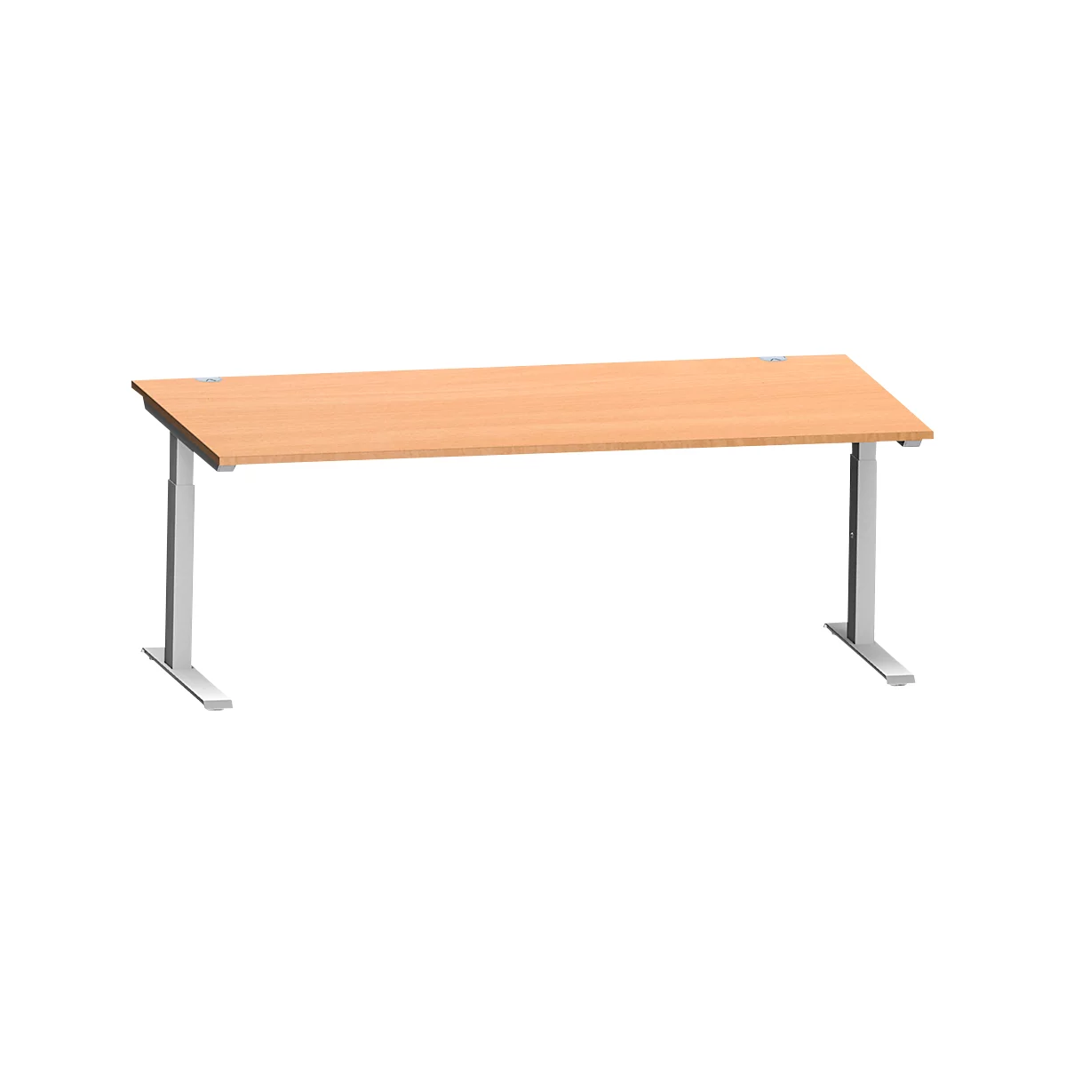 Schäfer Shop Genius Bureau MODENA FLEX, tube rectangulaire à piétement en C, L 2000 x P 1000 mm, hêtre/alu blanc