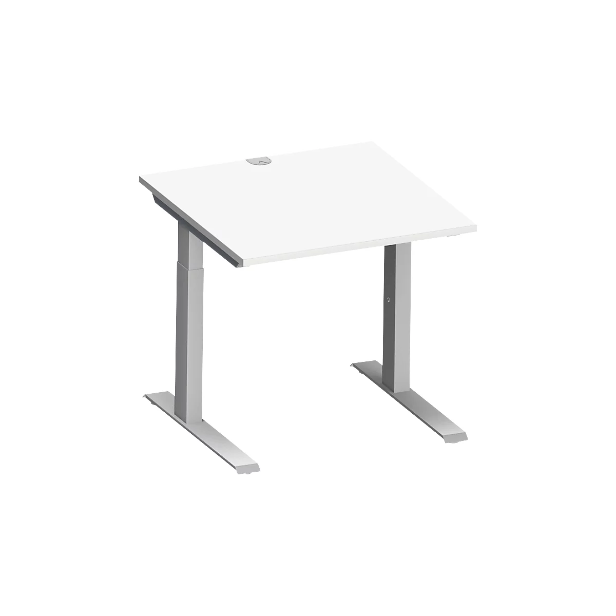 Schäfer Shop Genius Bureau MODENA FLEX, tube rectangulaire à piétement en C, L 800 x P 800 mm, blanc/alu blanc