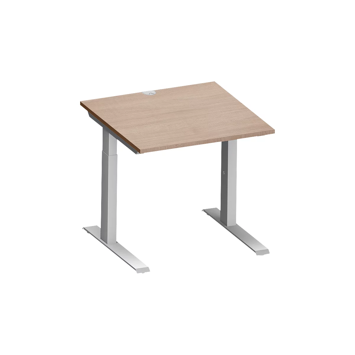 Schäfer Shop Genius Bureau MODENA FLEX, tube rectangulaire à piétement en C, L 800 x P 800 mm, décor chêne/alu blanc