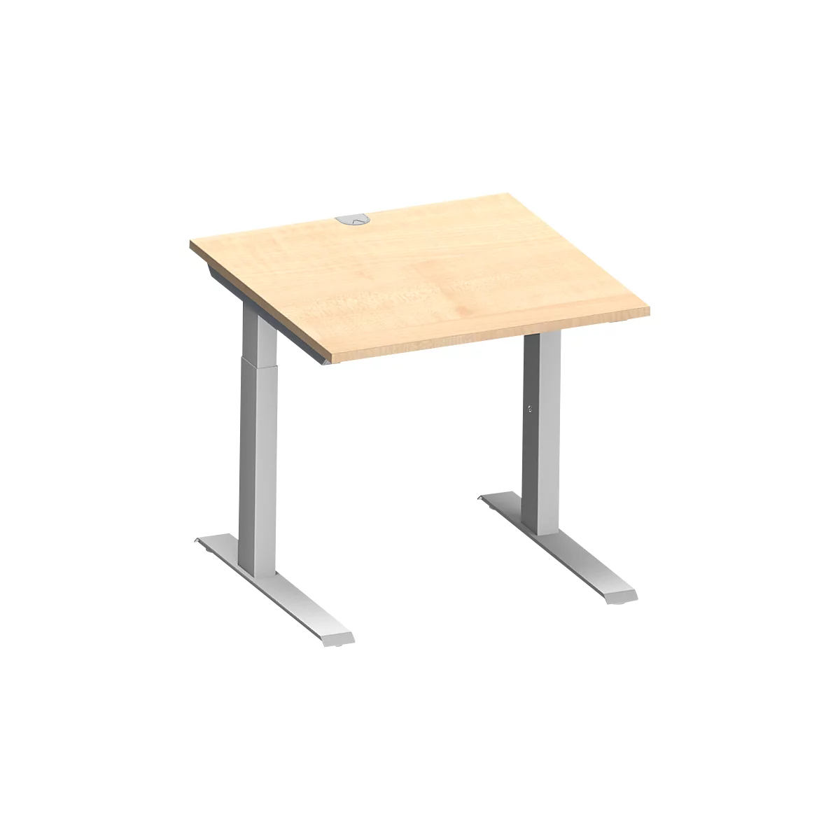 Schäfer Shop Genius Bureau MODENA FLEX, tube rectangulaire à piétement en C, L 800 x P 800 mm, érable/alu blanc