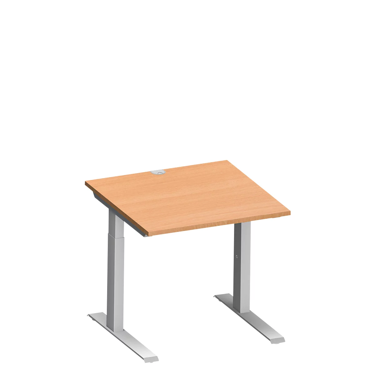 Schäfer Shop Genius Bureau MODENA FLEX, tube rectangulaire à piétement en C, L 800 x P 800 mm, hêtre/alu blanc