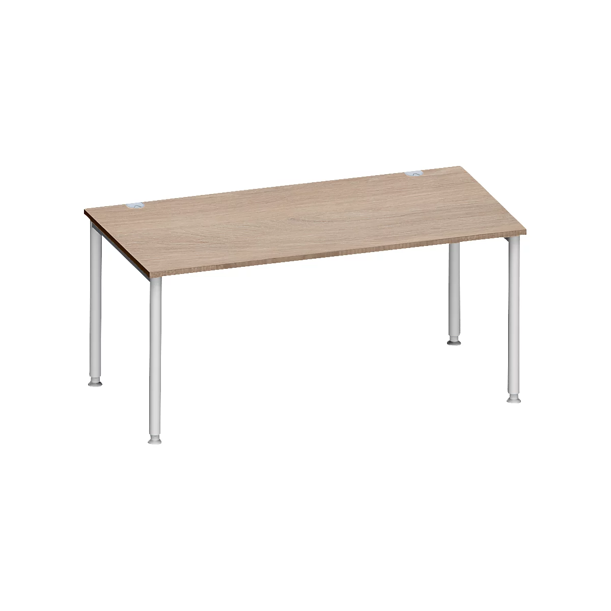 Schäfer Shop Genius Bureau MODENA FLEX, tube rond à 4 pieds, L 1600 x P 800 mm, chêne/alu blanc