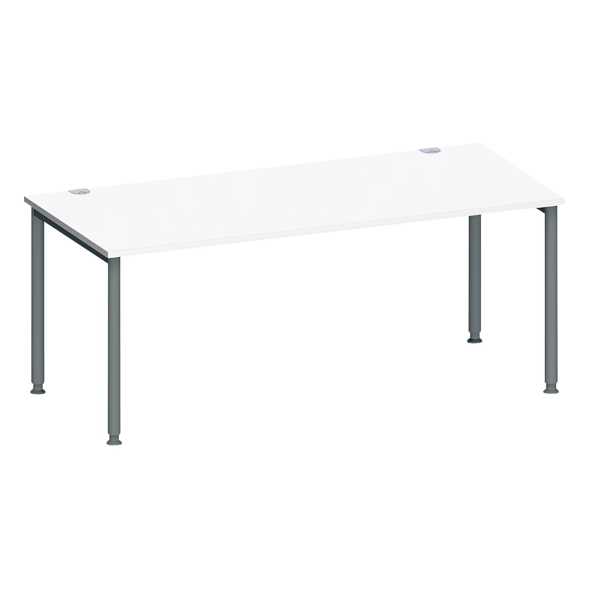 Schäfer Shop Genius Bureau MODENA FLEX, tube rond à 4 pieds, L 1800 x P 800 mm, blanc/anthracite