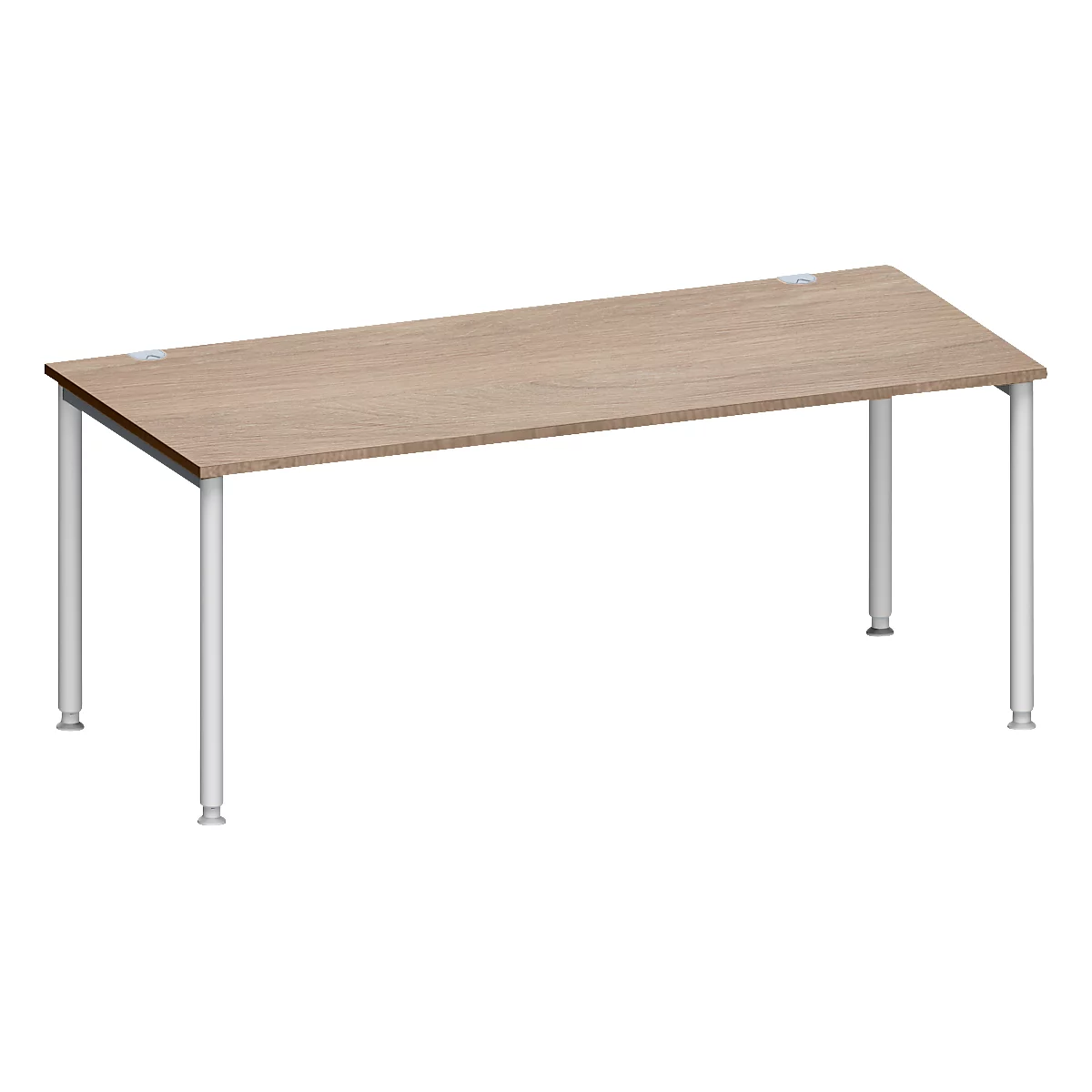 Schäfer Shop Genius Bureau MODENA FLEX, tube rond à 4 pieds, L 1800 x P 800 mm, chêne/alu blanc