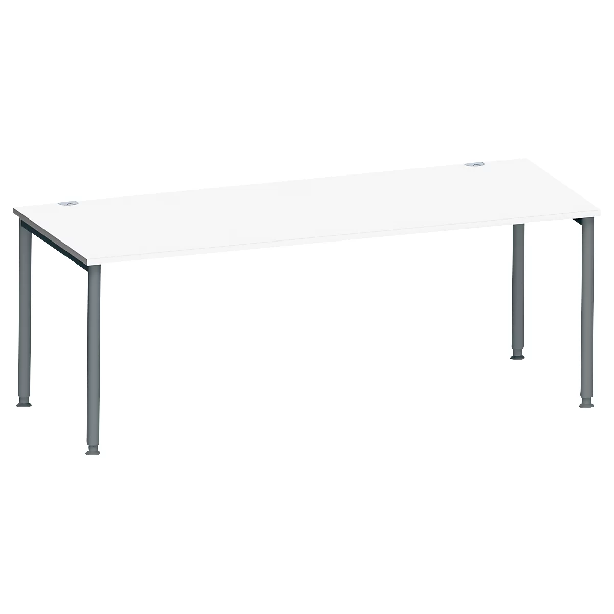Schäfer Shop Genius Bureau MODENA FLEX, tube rond à 4 pieds, L 2000 x P 1000 mm, blanc/anthracite