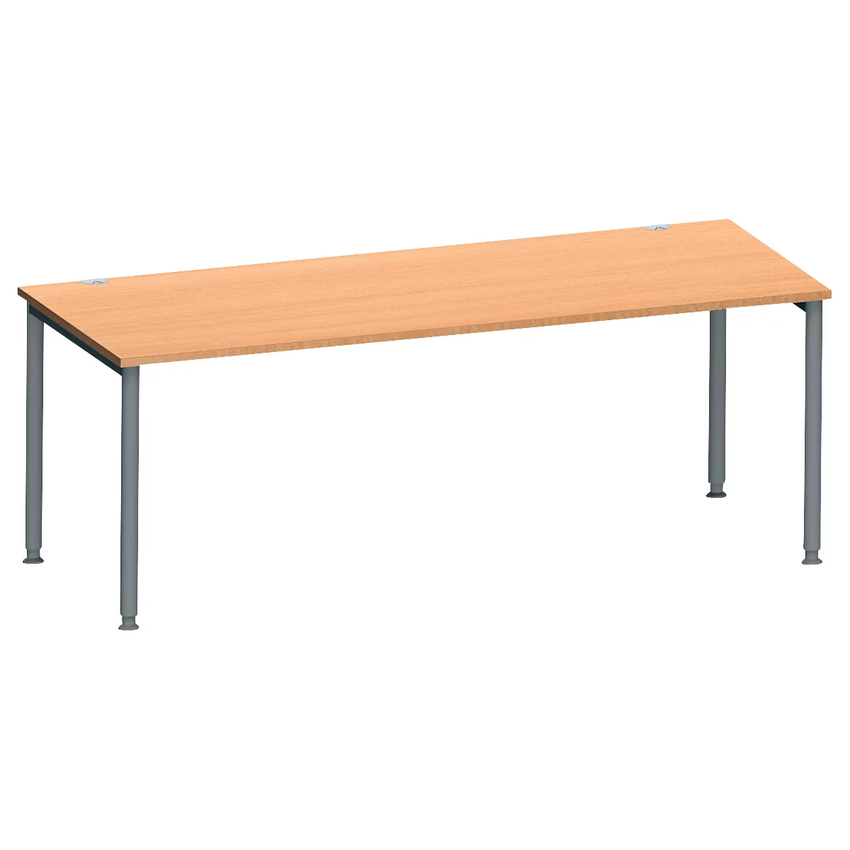 Schäfer Shop Genius Bureau MODENA FLEX, tube rond à 4 pieds, L 2000 x P 1000 mm, hêtre/anthracite