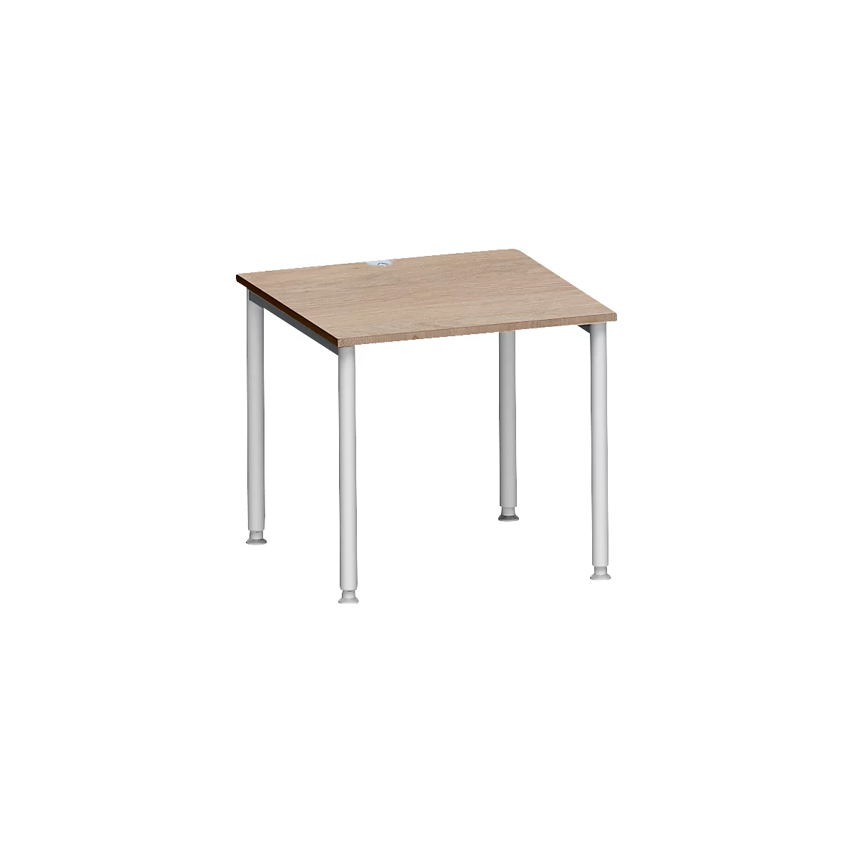Schäfer Shop Genius Bureau MODENA FLEX, tube rond à 4 pieds, L 800 x P 800 mm, chêne/alu blanc
