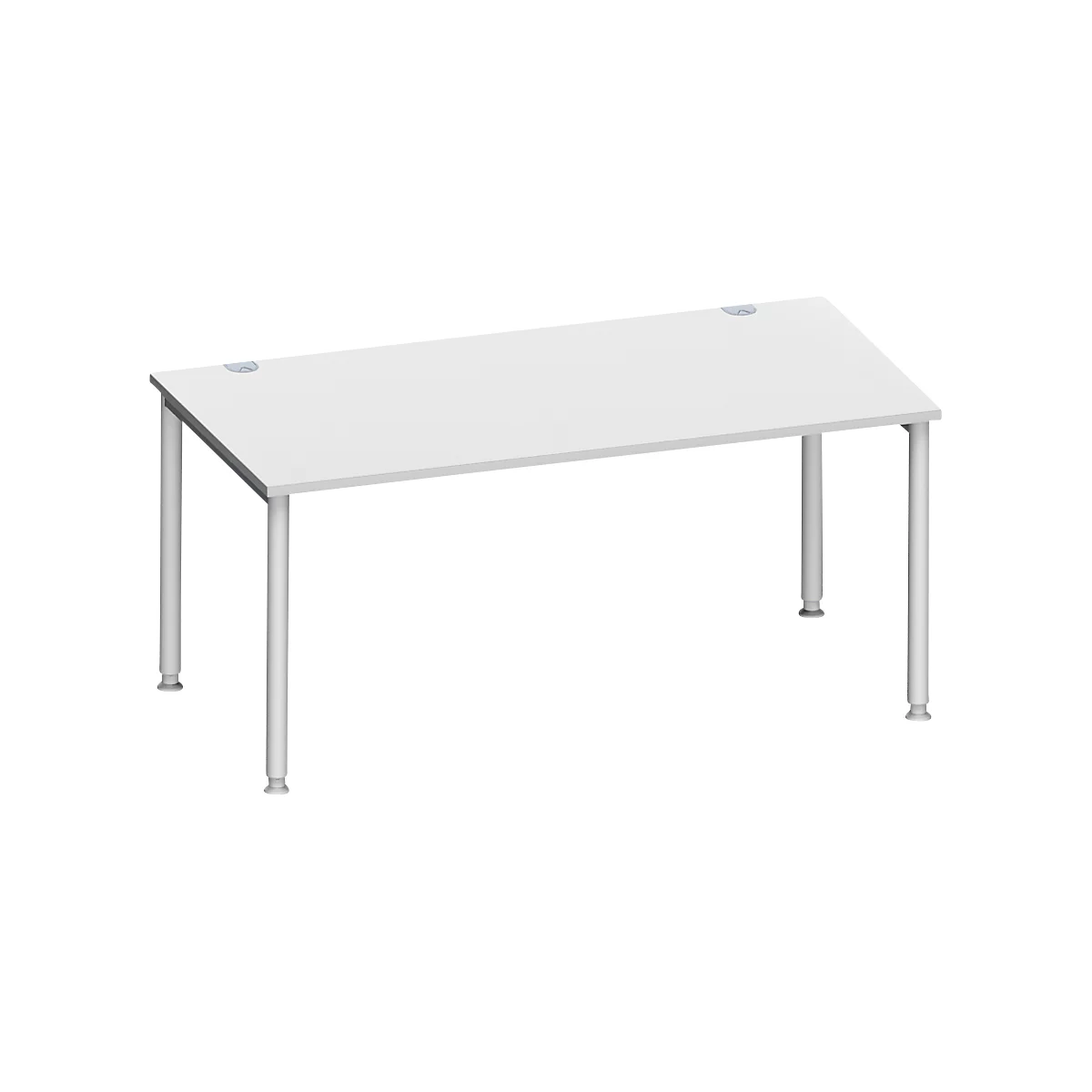 Schäfer Shop Genius Bureautafel MODENA FLEX, 4-poot ronde buis, B 1600 x D 800 mm, lichtgrijs/blank aluminium 