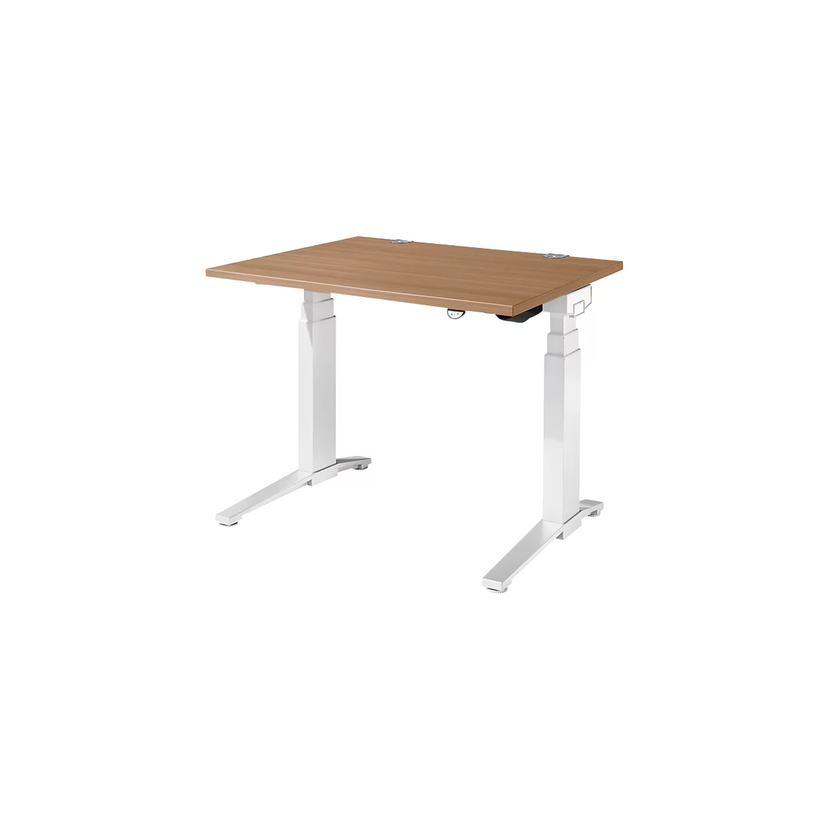 Schäfer Shop Genius Bureautafel PLANOVA ergoSTYLE, C-poot, rechthoek, tweetraps elektr. in hoogte verstelbaar, B 1200 mm, kersen-Romana-patroon/wit 