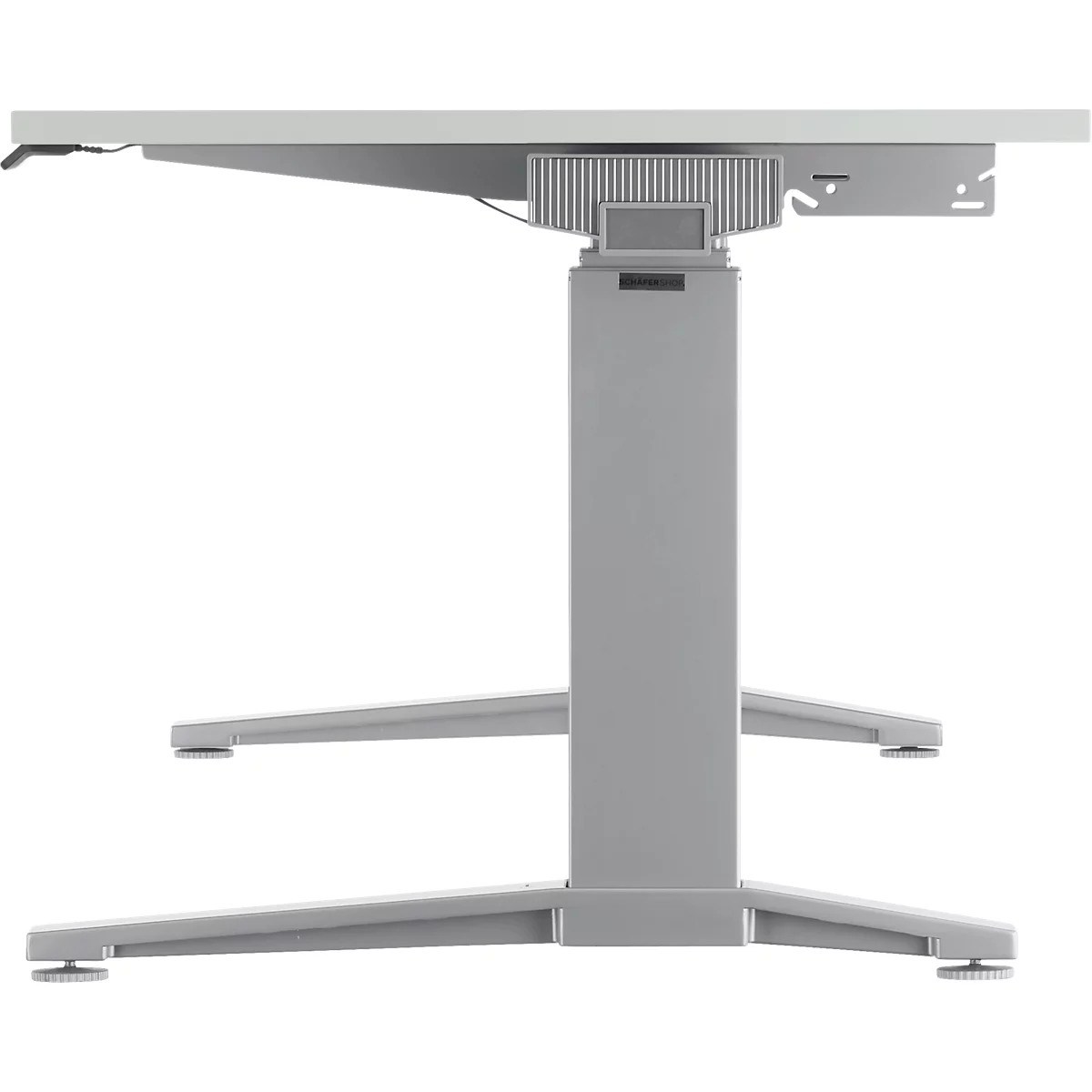 Schäfer Shop Genius Bureautafel PLANOVA ergoSTYLE, C-poot, rechthoek, tweetraps elektr. in hoogte verstelbaar, B 2000 mm, lichtgrijs/blank aluminium 