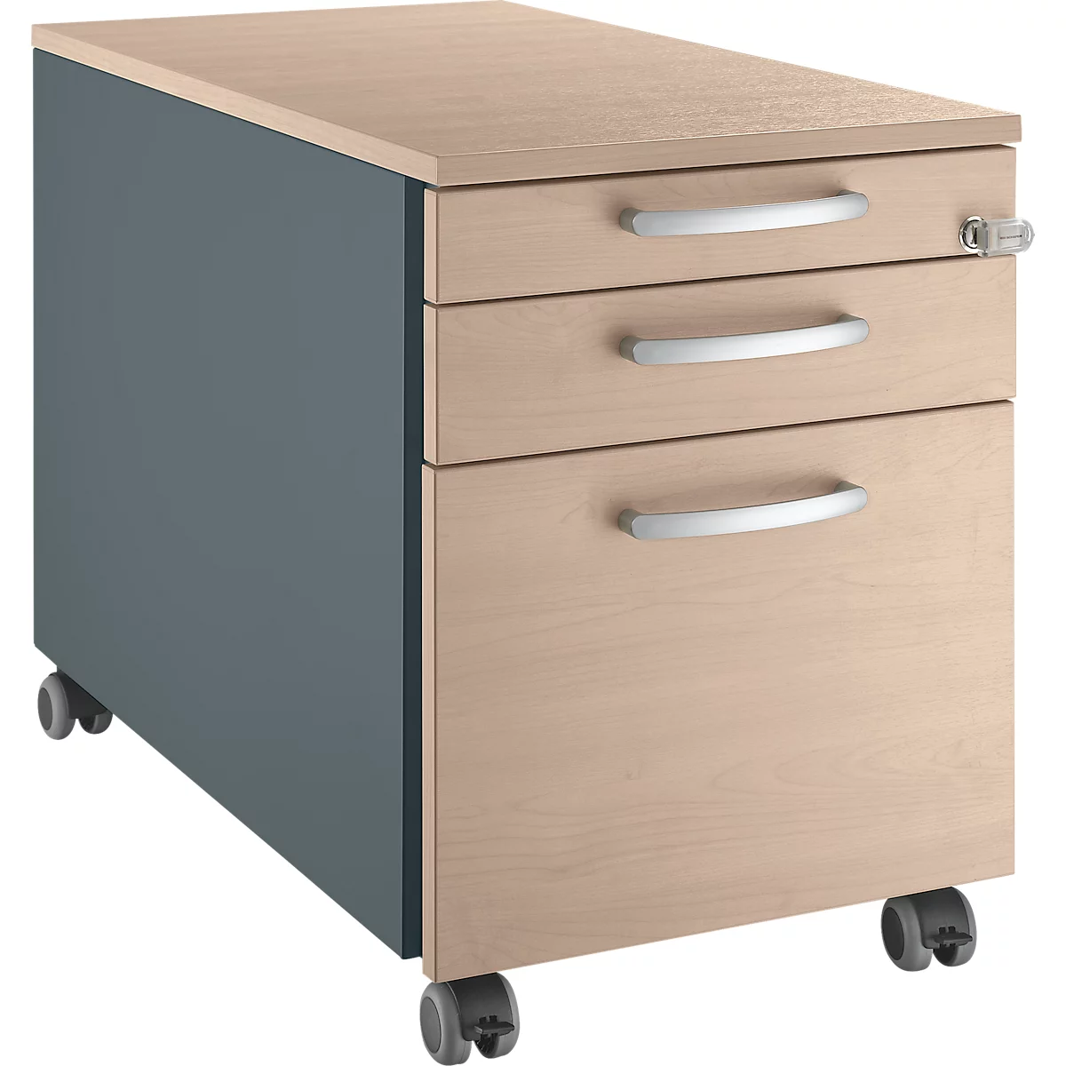 Schäfer Shop Genius Caisson à roulettes 126, avec poignée ronde, L 435 x H 577 mm, décor chêne/anthracite