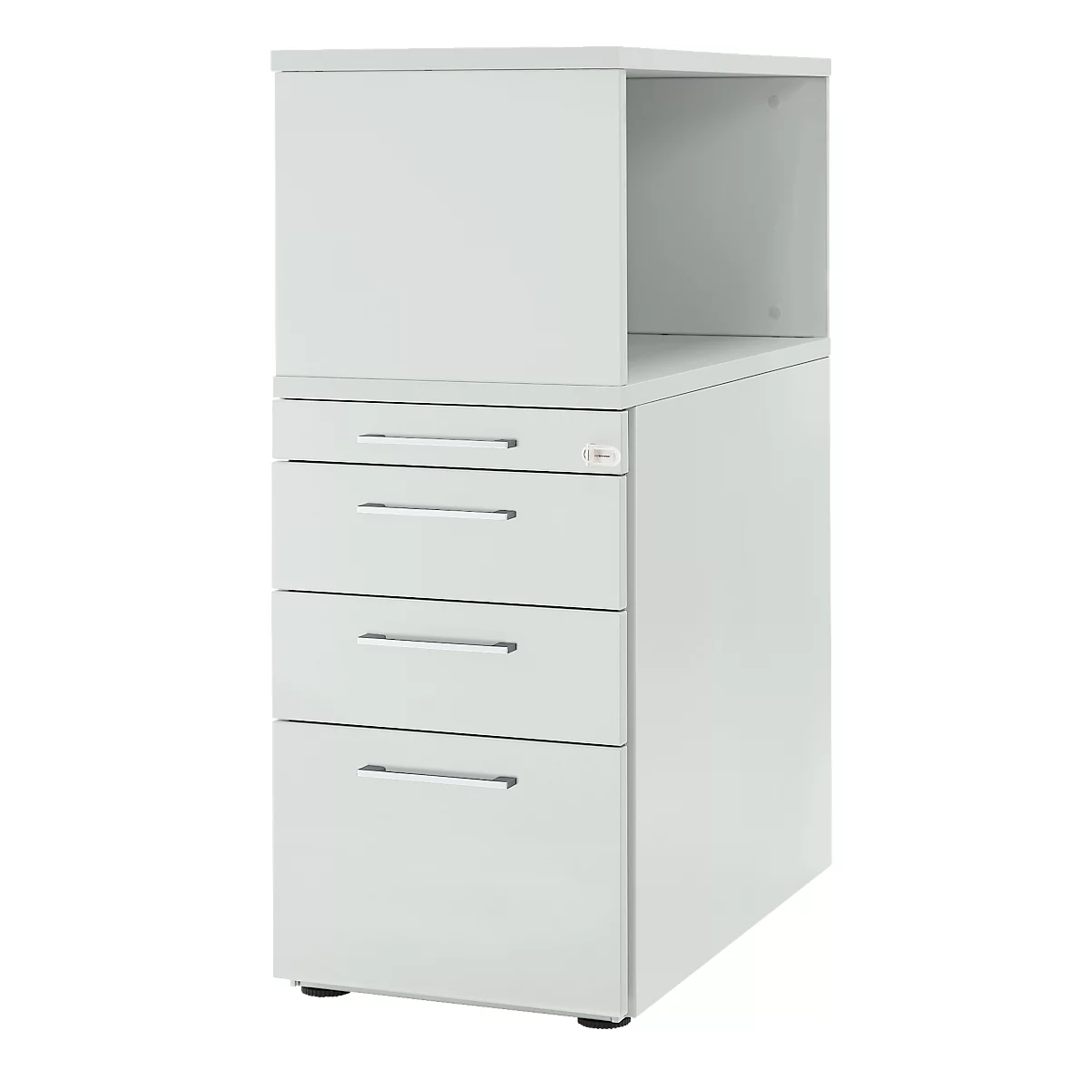 Schäfer Shop Genius Caisson d'appoint avec armoire étagères à poser, verrouillable, poignée 2, gris clair 