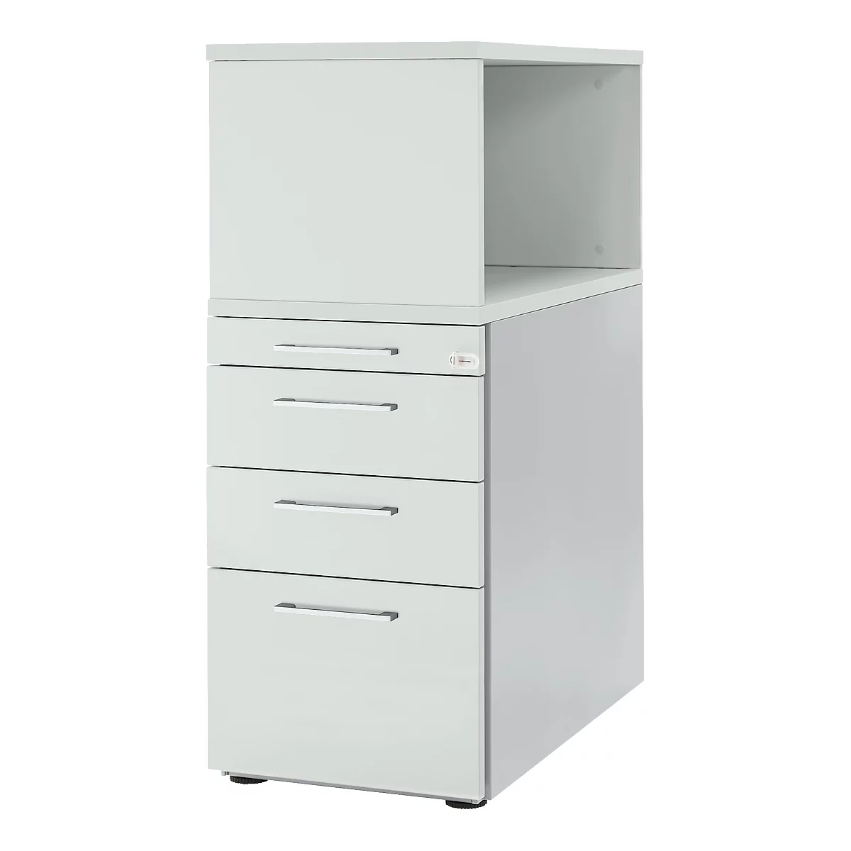 Schäfer Shop Genius Caisson d'appoint avec armoire étagères à poser, verrouillable, poignée 2, gris clair 