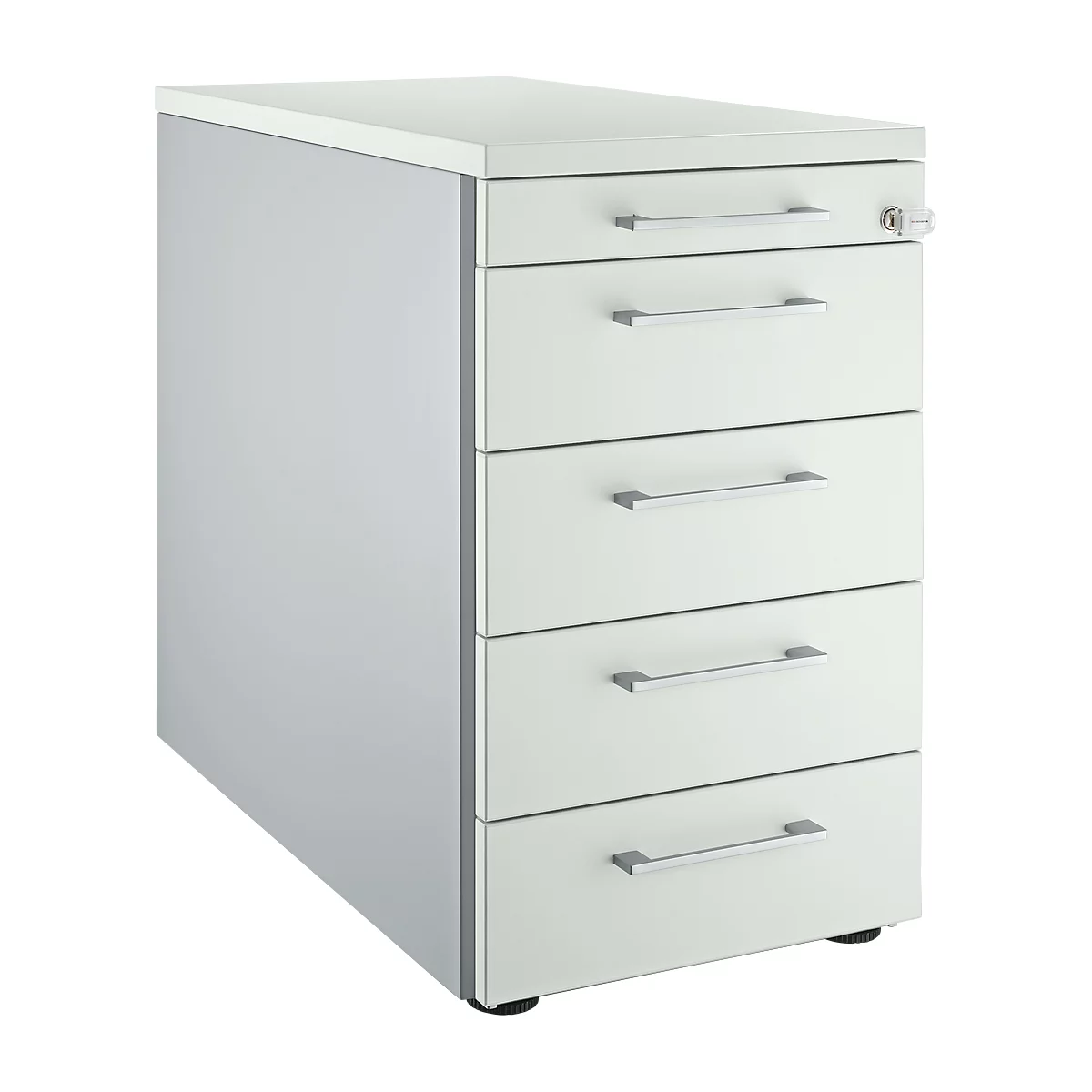 Schäfer Shop Genius Caisson fixe 13333, avec poignée angulaire, l. 435 x H 717 mm, alu blanc/gris clair/gris clair 