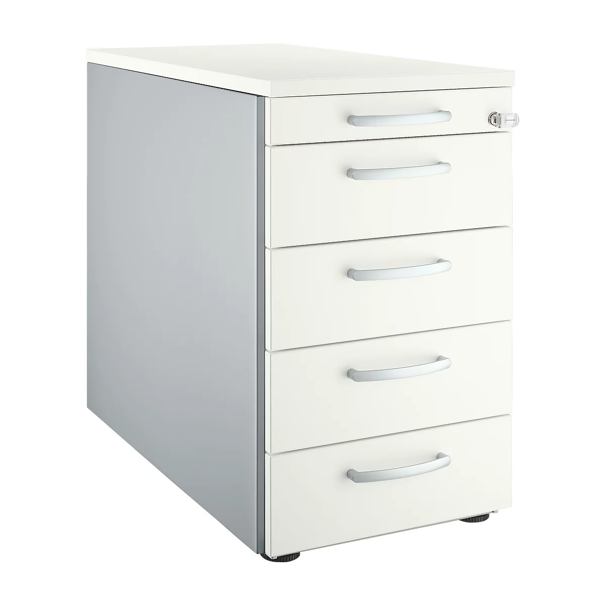 Schäfer Shop Genius Caisson fixe 13333, avec poignée incurvée, l. 435 x H 717 mm, blanc/alu blanc 