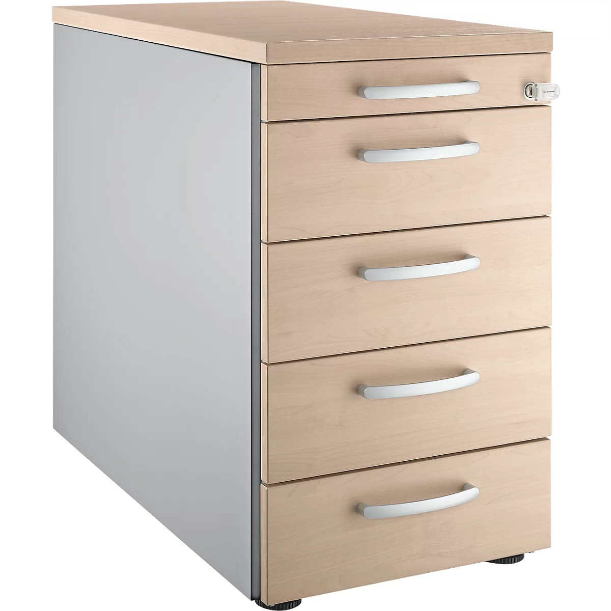 Schäfer Shop Genius Caisson fixe 13333, avec poignée ronde, L 435 x H 717 mm, décor chêne/alu blanc