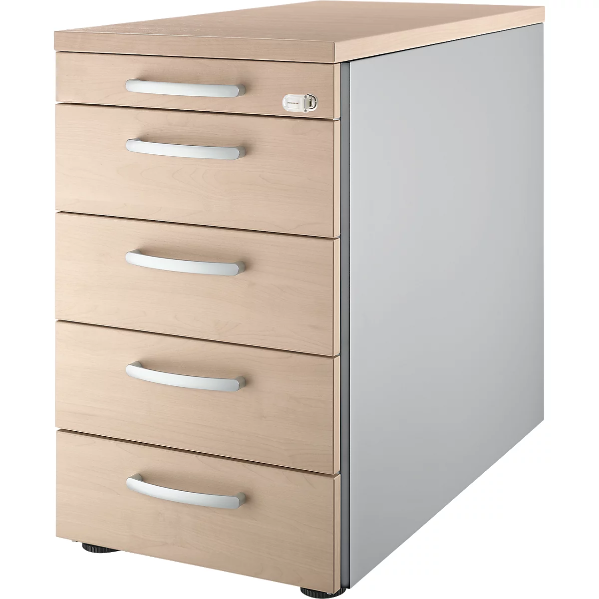 Schäfer Shop Genius Caisson fixe 13333, avec poignée ronde, L 435 x H 717 mm, décor chêne/alu blanc