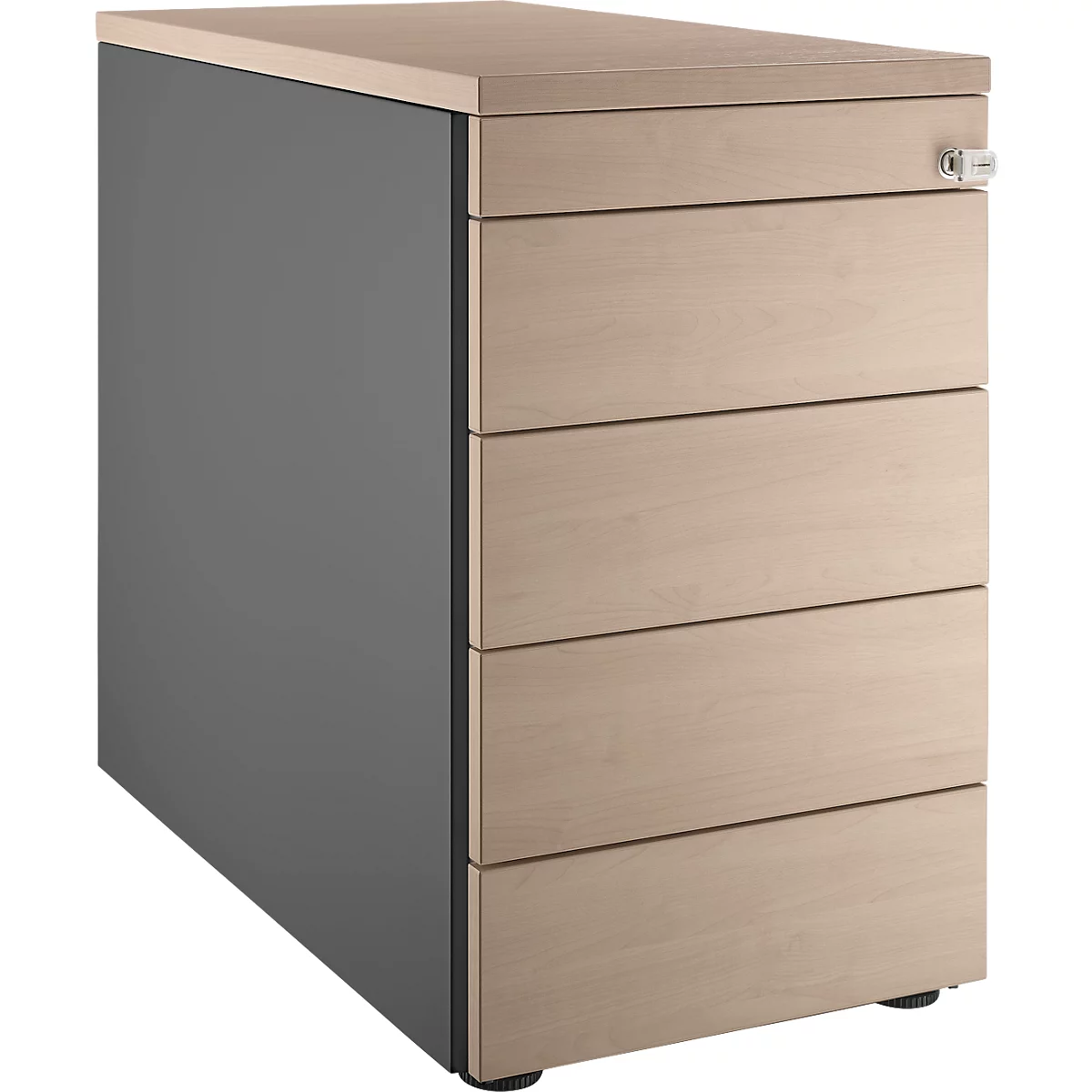 Schäfer Shop Genius Caisson fixe 13333, avec rainure de préhension, L 435 x H 717 mm, anthracite/décor chêne