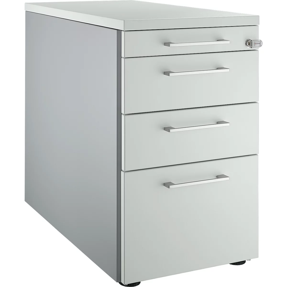 Schäfer Shop Genius Caisson fixe 1336, avec poignée angulaire, l. 435 x H 717 mm, alu blanc/gris clair/gris clair 