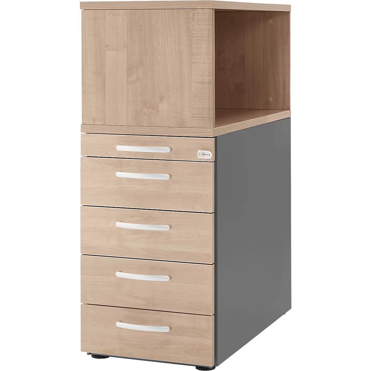 Schäfer Shop Genius Caisson fixe avec étagère à poser, verrouillable, poignée ronde, érable