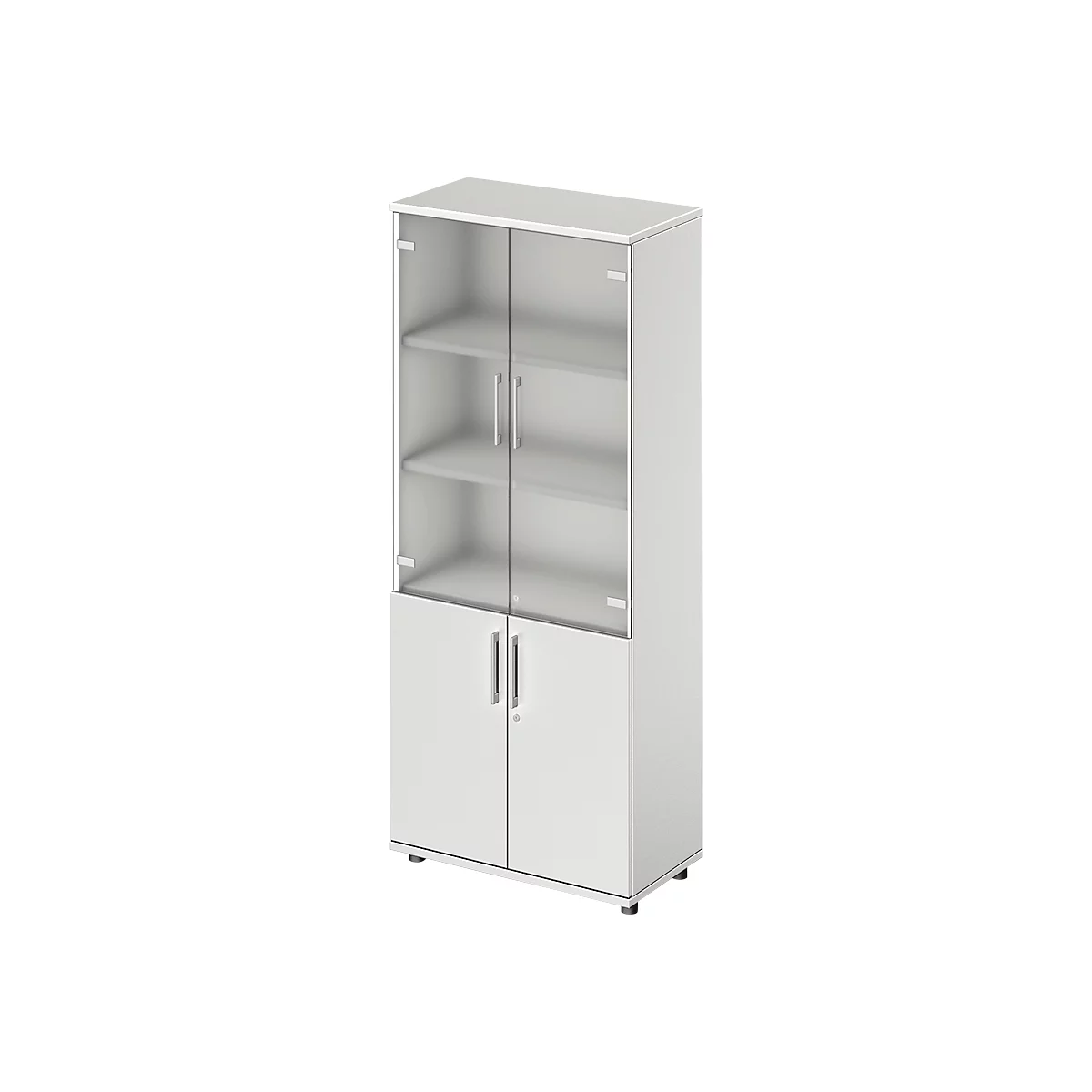 Schäfer Shop Genius combikast TETRIS WOOD, 5 OH, H 1910 mm glas- en draaideuren, hoogte incl. glijders, lichtgrijs