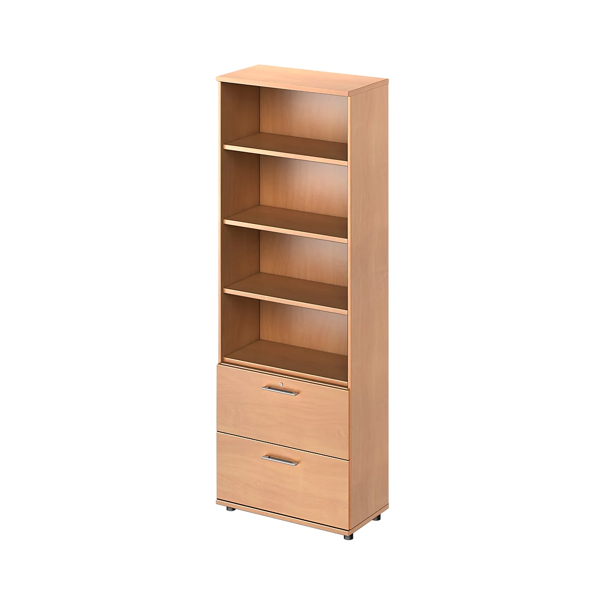 Schäfer Shop Genius Combikast TETRIS WOOD, 6 ordnerhoogten, H 2270 mm, 2 hangmappenladen, hoogte incl. glijders, beukenpatroon