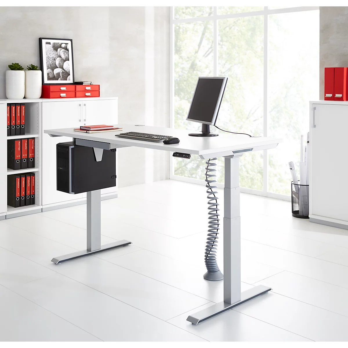 Schäfer Shop Genius Complete aanbieding MODENA FLEX 5-delig, bureautafel elektr. in hoogte verstelbaar, PC-houder 