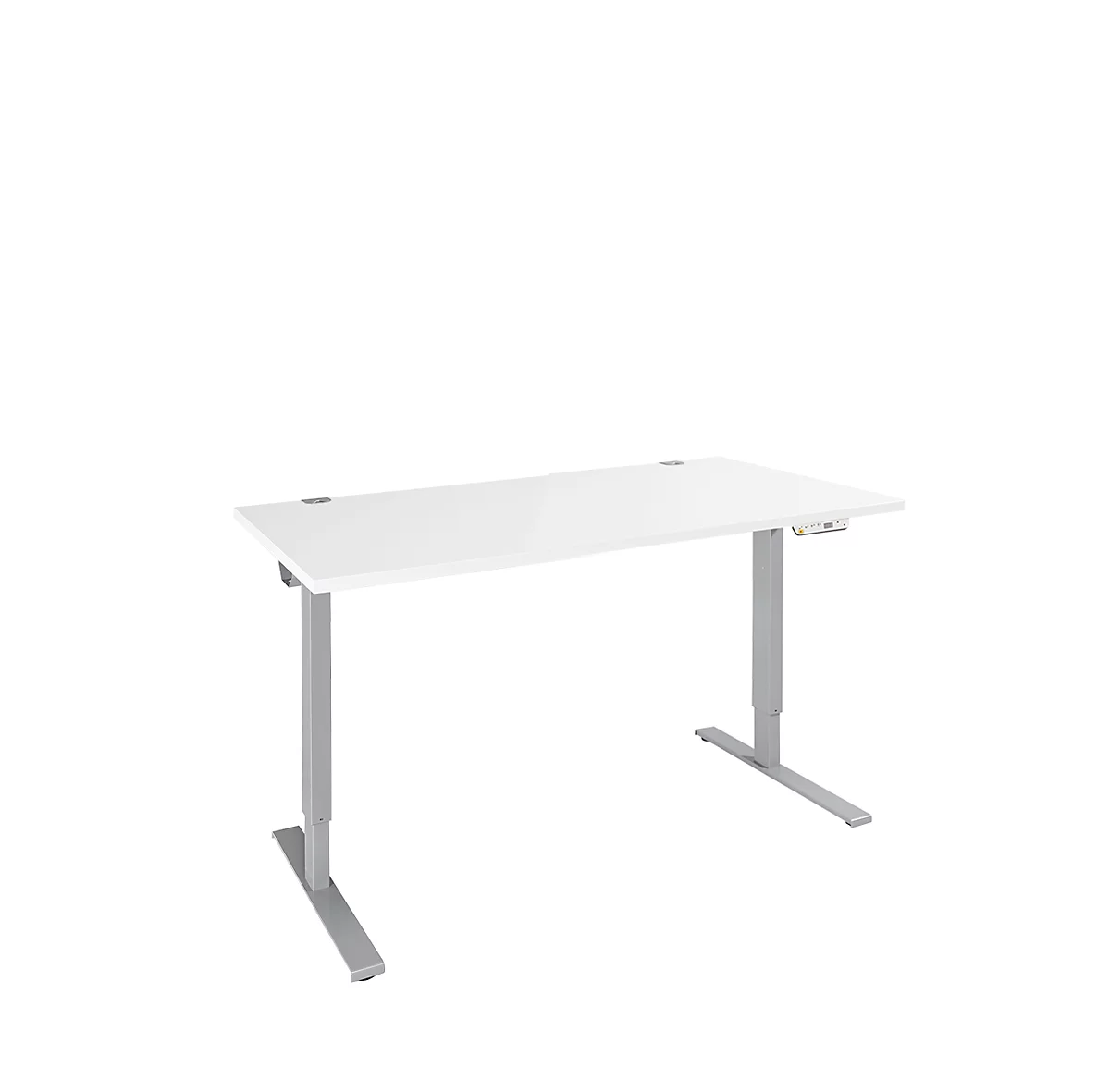 Schäfer Shop Genius desk AERO FLEX, 1 paso, pie C, ancho 1200 x fondo 800 x alto 700-1200 mm, con panel de control, blanco
