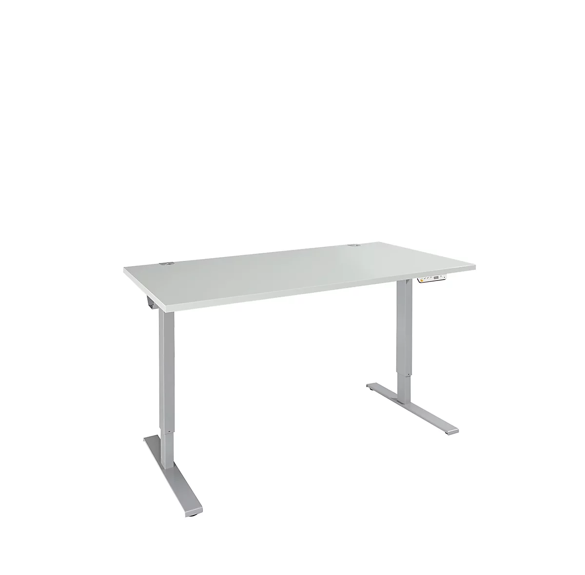 Schäfer Shop Genius desk AERO FLEX, 1 paso, pie C, ancho 1200 x fondo 800 x alto 700-1200 mm, con panel de control, gris claro