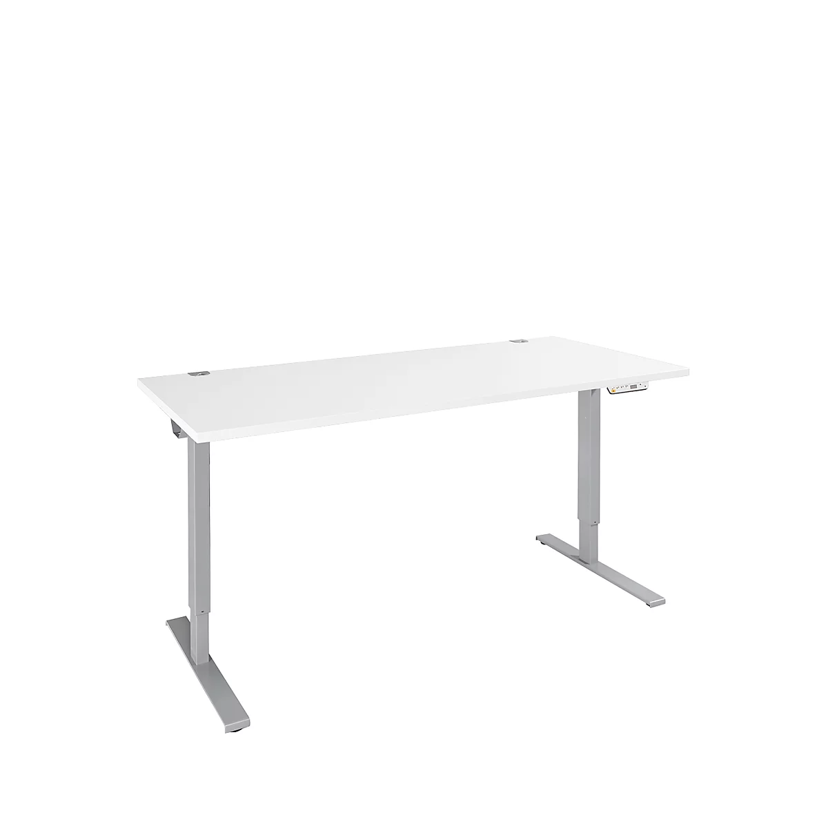 Schäfer Shop Genius desk AERO FLEX, 1 paso, pie C, ancho 1800 x fondo 800 x alto 700-1200 mm, con panel de control, blanco