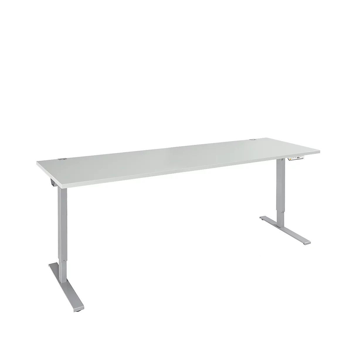 Schäfer Shop Genius desk AERO FLEX, 1 paso, pie C, W 2000 x D 800 x H 700-1200 mm, con panel de control, gris claro