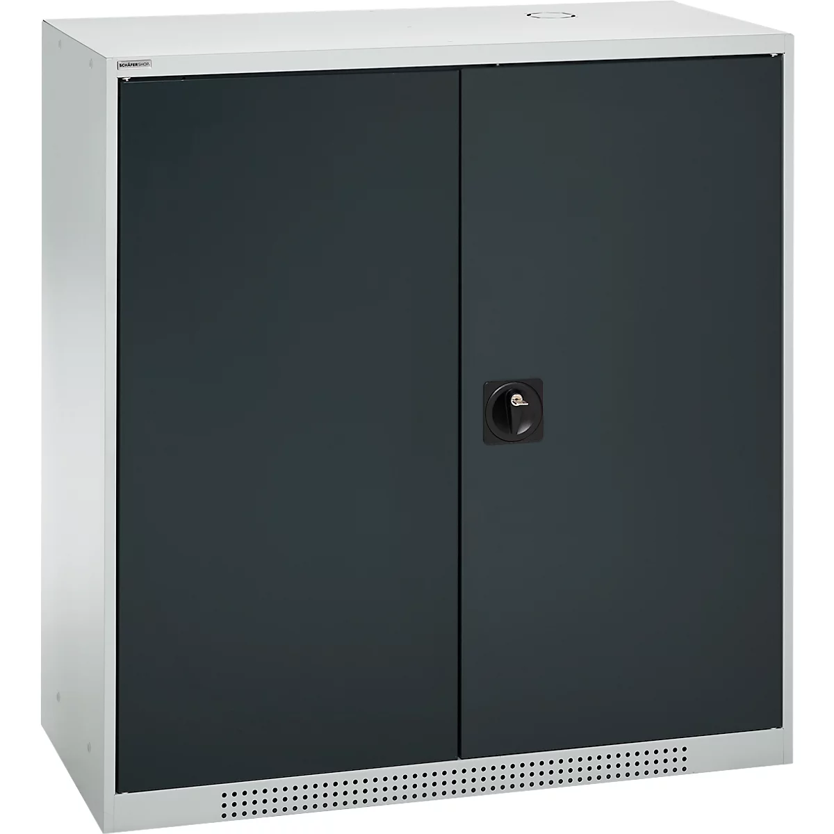 Schäfer Shop Genius draaideurkast FS, staal, met ventilatiegaten, B 1055 x D 420 x H 1105 mm, 3 OH, lichtgrijs/antracietgrijs, tot 450 kg