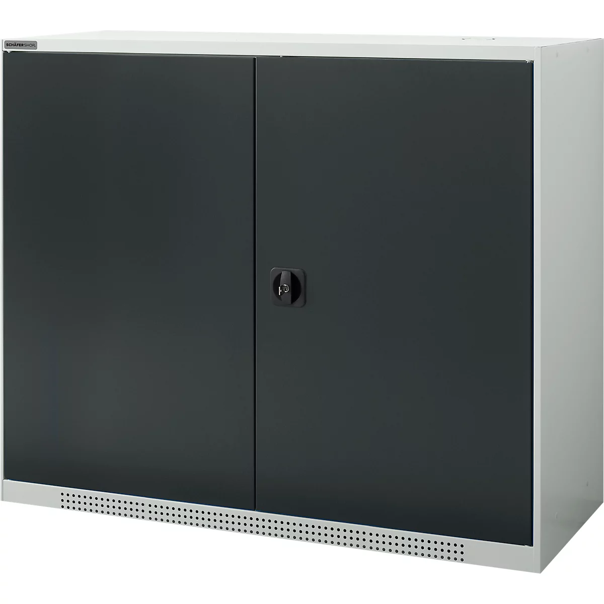 Schäfer Shop Genius Draaideurkast FS, staal, met ventilatiegaten, B 1343 x D 520 x H 1105 mm, 3 OH, tot 450 kg, lichtgrijs/antraciet