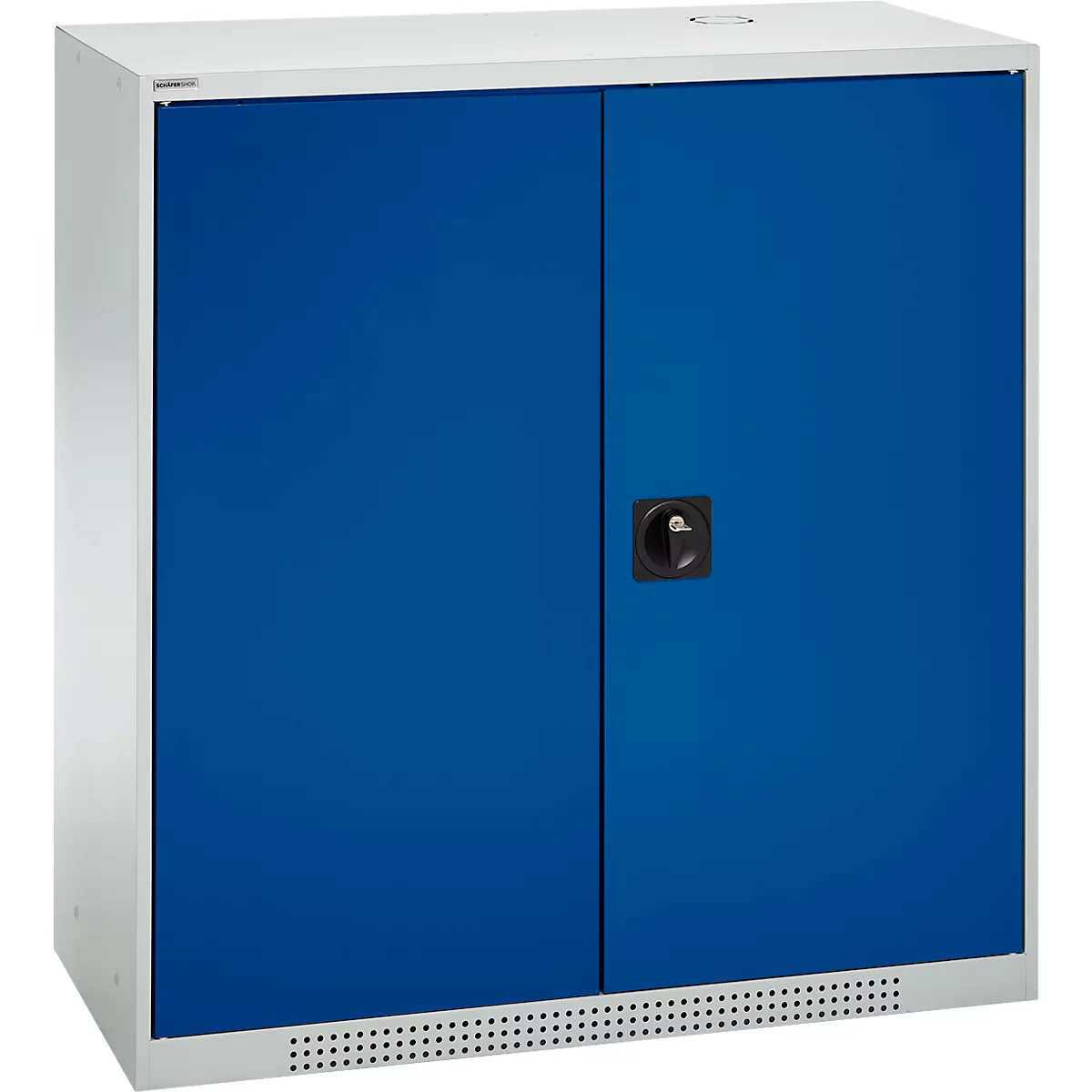Schäfer Shop Genius draaideurkast FS, staal, met ventilatieopeningen, B 1055 x D 420 x H 1105 mm, 3 OH, lichtgrijs/ gentiaanblauw, tot 450 kg
