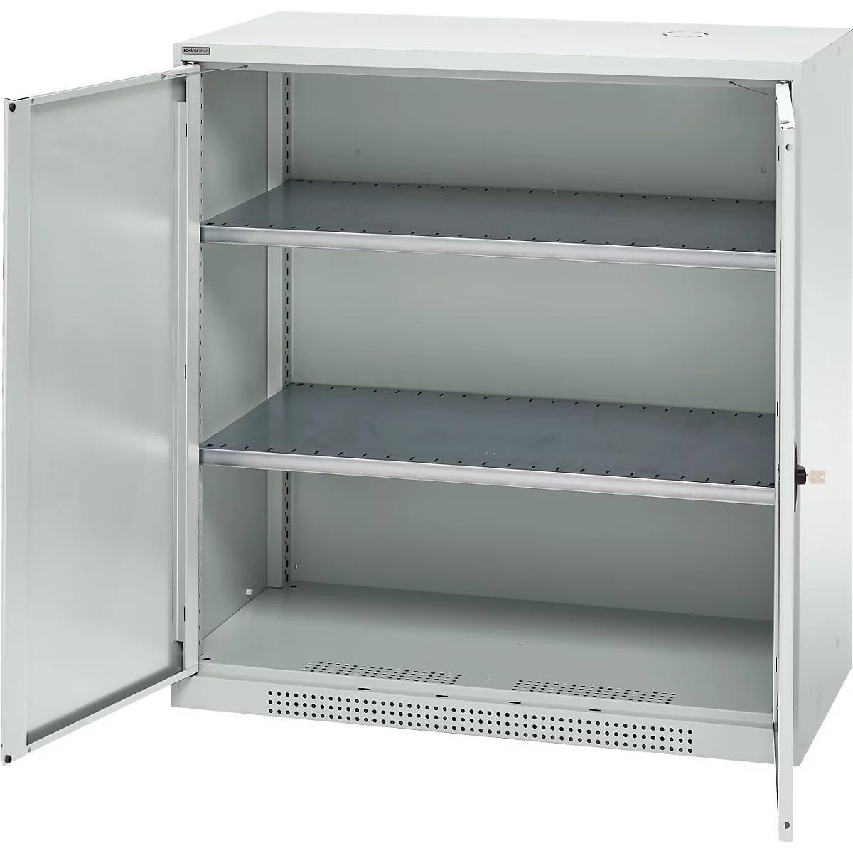 Schäfer Shop Genius draaideurkast FS, staal, met ventilatieopeningen, B 1055 x D 420 x H 1105 mm, 3 OH, lichtgrijs/lichtgrijs, tot 450 kg