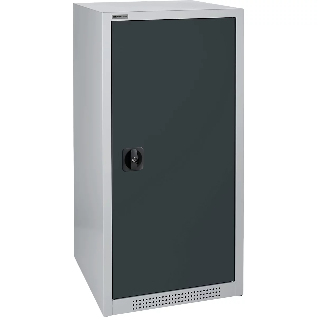 Schäfer Shop Genius draaideurkast FS, staal, met ventilatieopeningen, B 545 x D 420 x H 1105 mm, 3 OH, alu wit RAL 9006/antracietgrijs RAL 7016, tot 250 kg