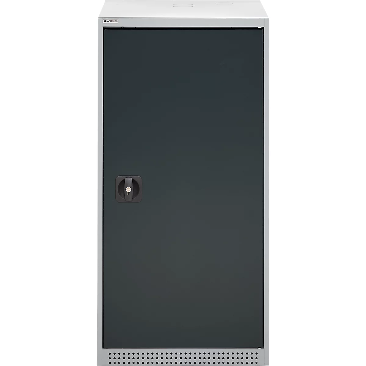 Schäfer Shop Genius draaideurkast FS, staal, met ventilatieopeningen, B 545 x D 420 x H 1105 mm, 3 OH, alu wit RAL 9006/antracietgrijs RAL 7016, tot 250 kg