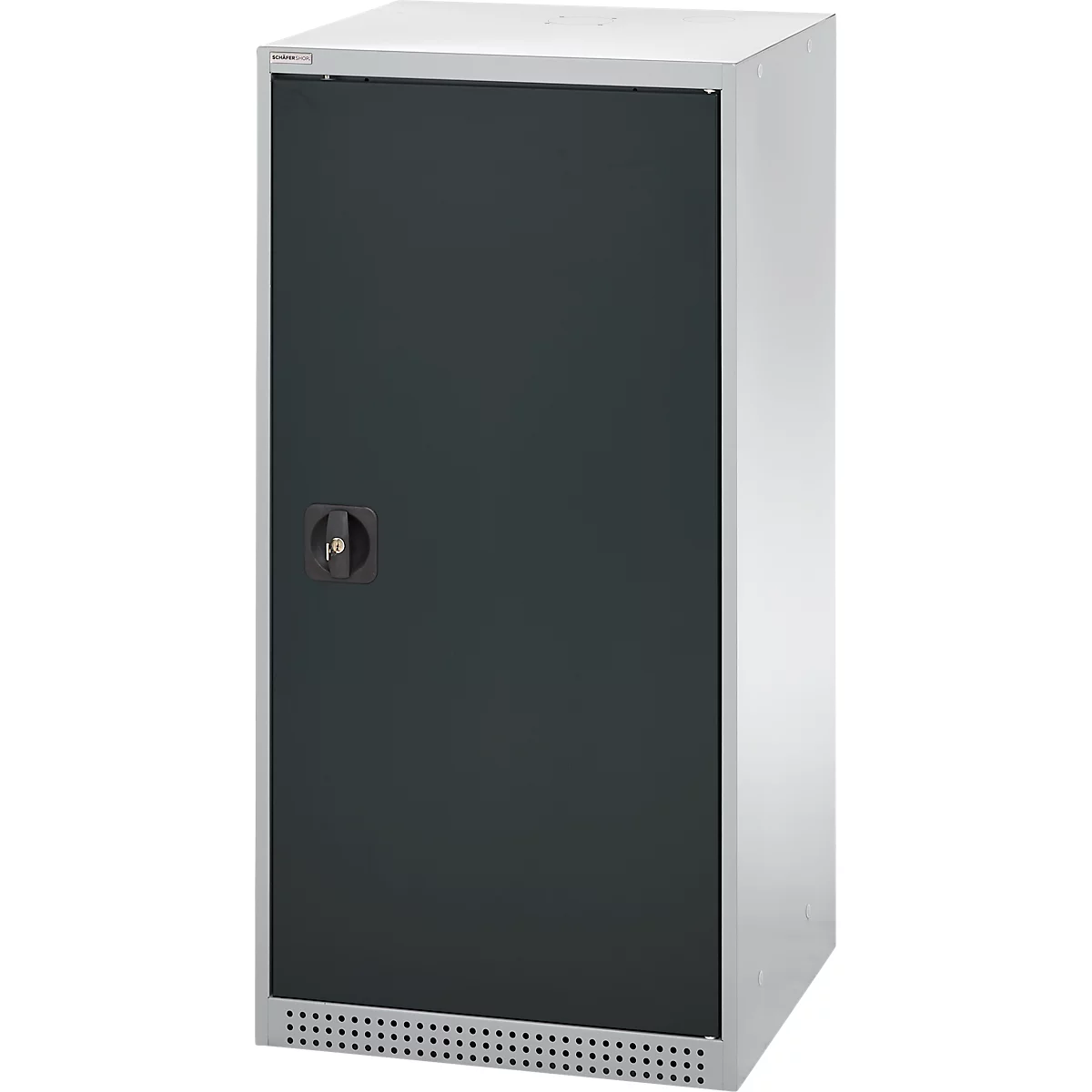 Schäfer Shop Genius draaideurkast FS, staal, met ventilatieopeningen, B 545 x D 420 x H 1105 mm, 3 OH, alu wit RAL 9006/antracietgrijs RAL 7016, tot 250 kg
