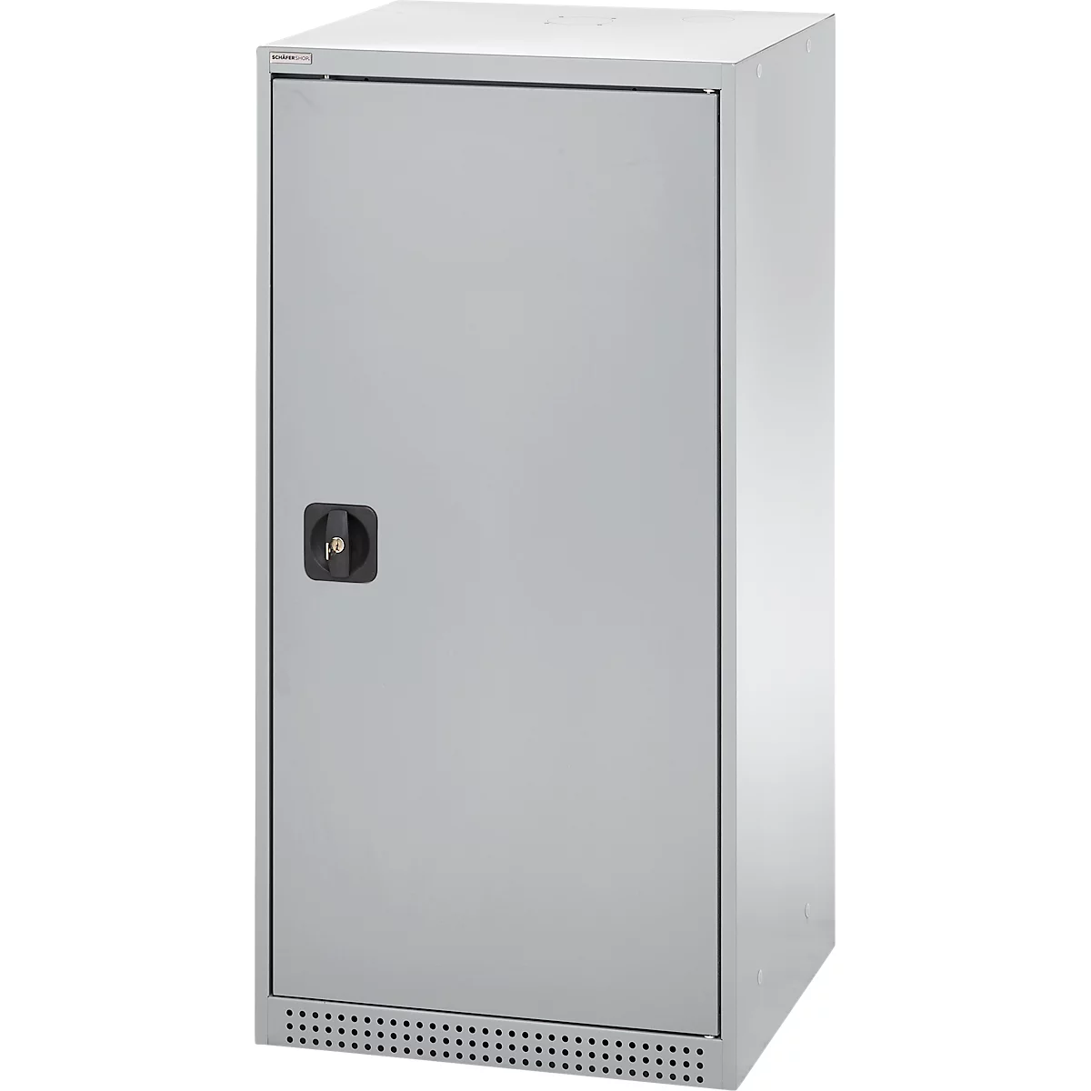 Schäfer Shop Genius draaideurkast FS, staal, met ventilatieopeningen, B 545 x D 420 x H 1105 mm, 3 OH, alu wit RAL 9006/blank aluminium RAL 9006, tot 250 kg