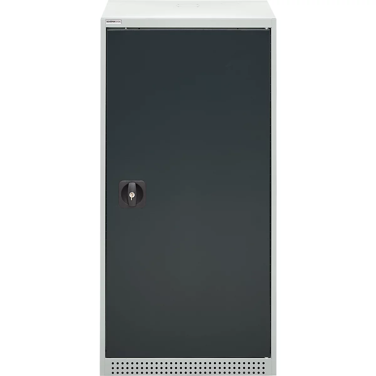 Schäfer Shop Genius draaideurkast FS, staal, met ventilatieopeningen, B 545 x D 420 x H 1105 mm, 3 OH, lichtgrijs RAL 7035/antracietgrijs RAL 7016, tot 250 kg