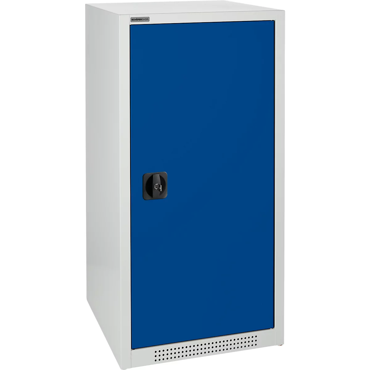 Schäfer Shop Genius draaideurkast FS, staal, met ventilatieopeningen, B 545 x D 420 x H 1105 mm, 3 OH, lichtgrijs RAL 7035/ gentiaanblauw RAL 5010, tot 250 kg
