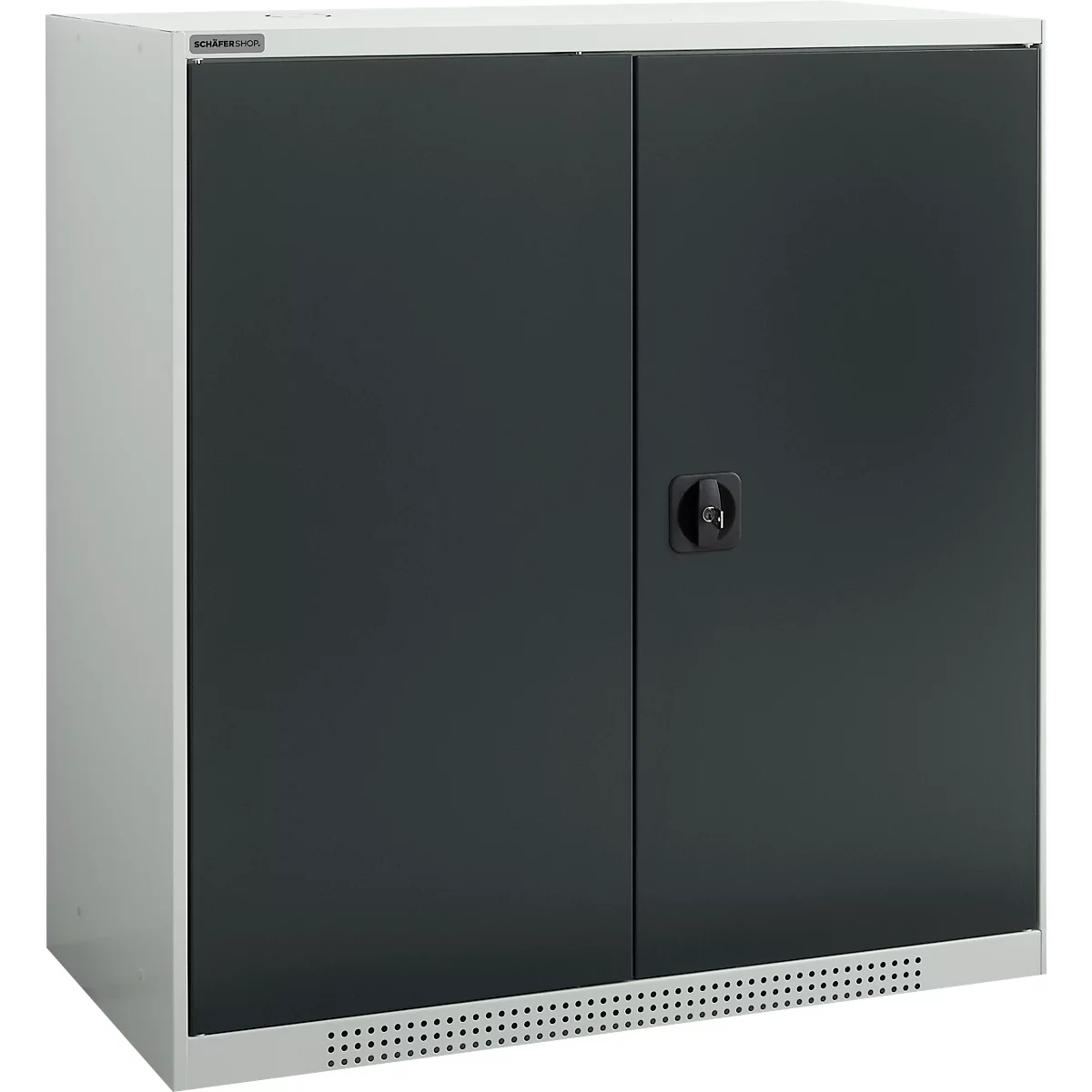 Schäfer Shop Genius dubbeldeurskast FS, staal, met ventilatiegaten, B 1055 x D 520 x H 1105 mm, 3 OH, lichtgrijs/antracietgrijs, tot 300 kg