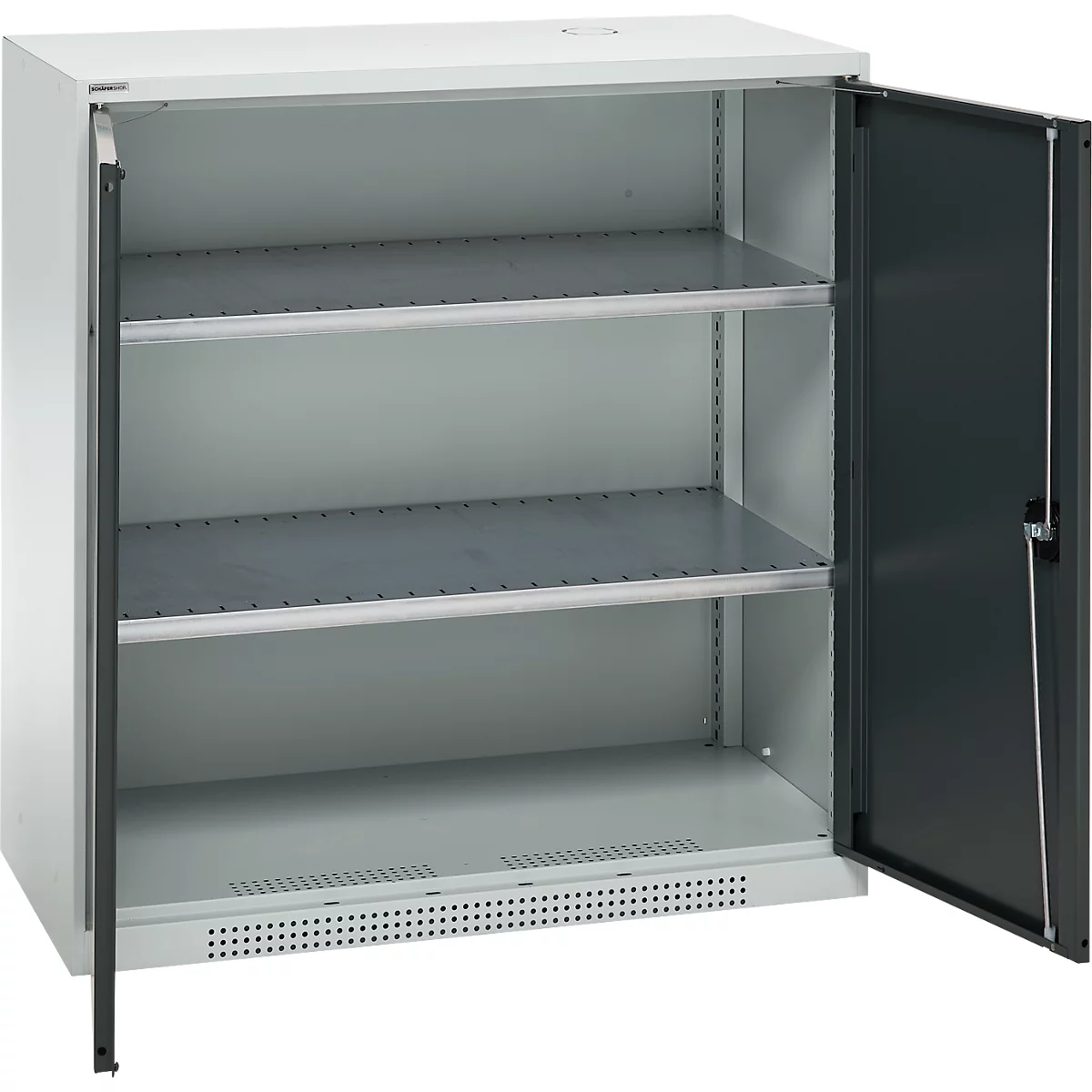 Schäfer Shop Genius dubbeldeurskast FS, staal, met ventilatiegaten, B 1055 x D 520 x H 1105 mm, 3 OH, lichtgrijs/antracietgrijs, tot 300 kg