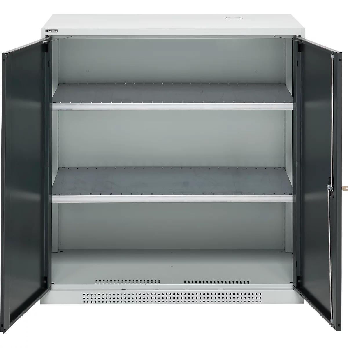Schäfer Shop Genius dubbeldeurskast FS, staal, met ventilatiegaten, B 1055 x D 520 x H 1105 mm, 3 OH, lichtgrijs/antracietgrijs, tot 300 kg