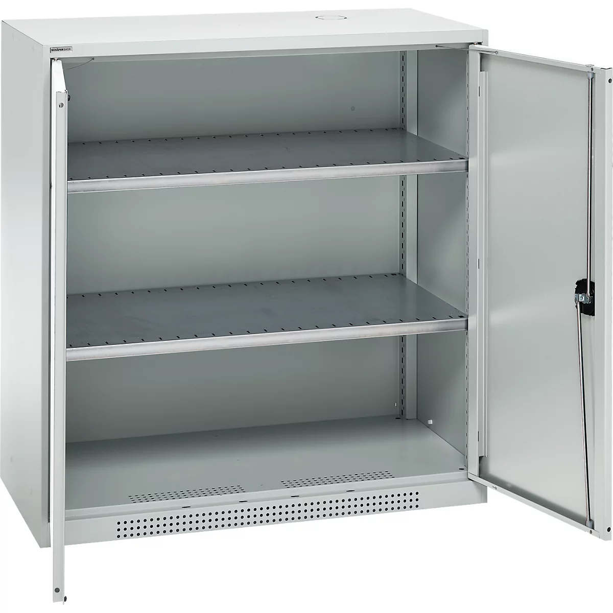 Schäfer Shop Genius dubbeldeurskast FS, staal, met ventilatiegaten, B 1055 x D 520 x H 1105 mm, 3 OH, lichtgrijs/lichtgrijs, tot 300 kg