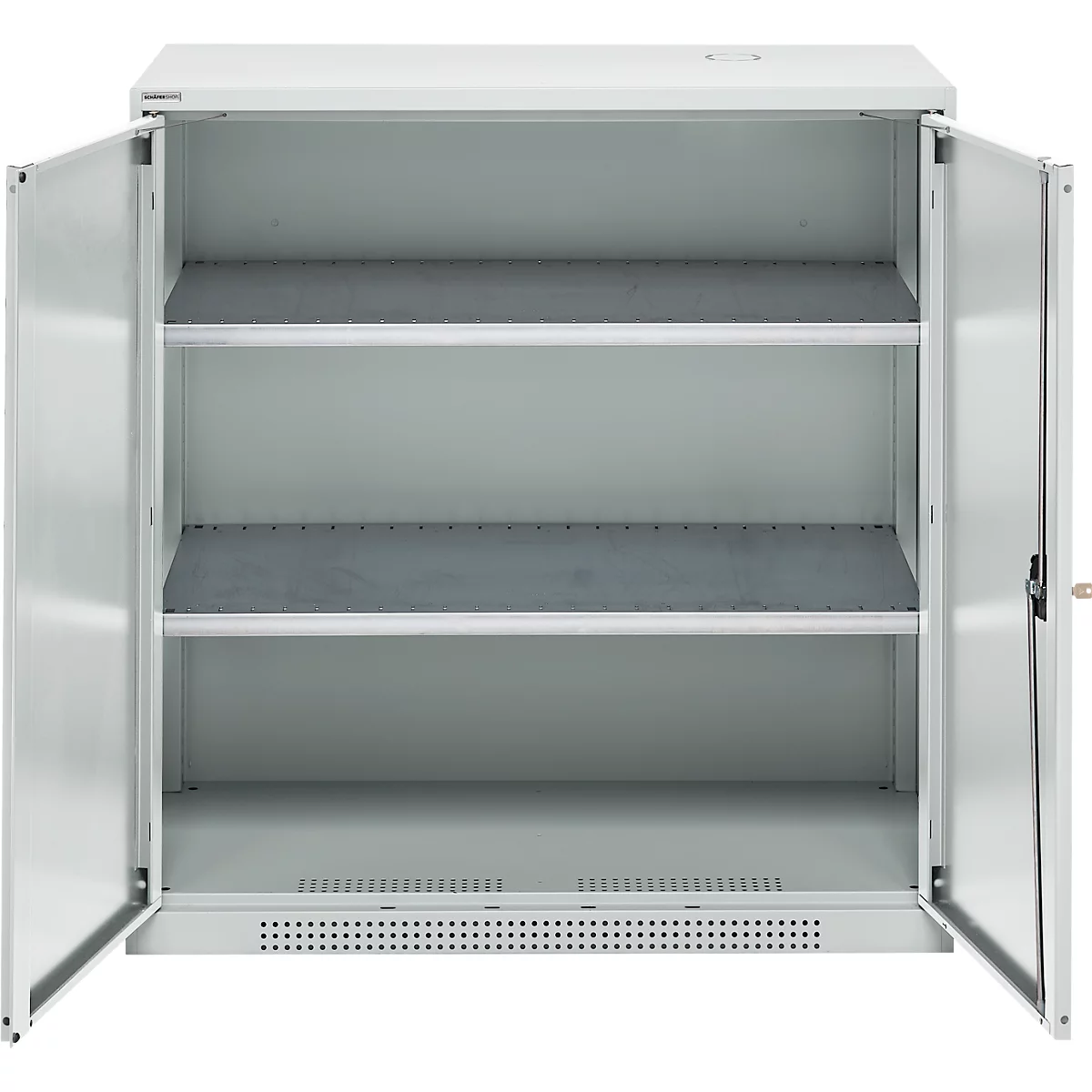 Schäfer Shop Genius dubbeldeurskast FS, staal, met ventilatiegaten, B 1055 x D 520 x H 1105 mm, 3 OH, lichtgrijs/lichtgrijs, tot 300 kg