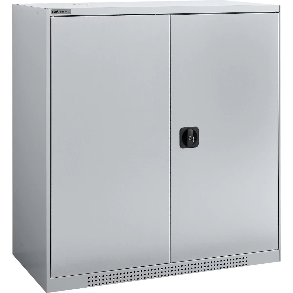 Schäfer Shop Genius dubbeldeurskast FS, staal, met ventilatiegaten, B 1055 x D 520 x H 1105 mm, 3 OH, witaluminium/wit-aluminium, tot 300 kg