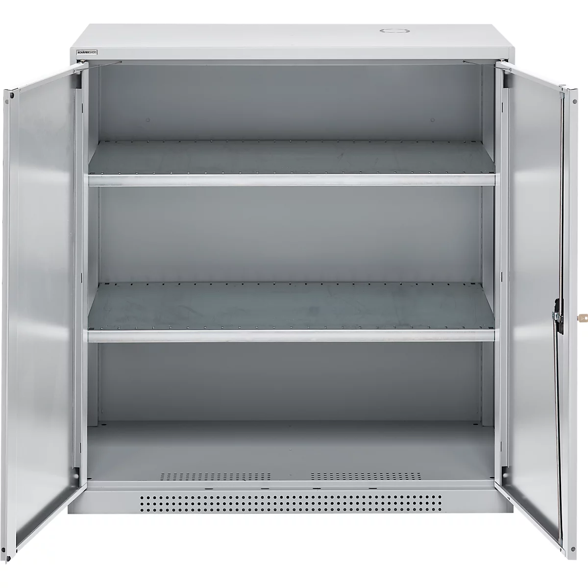 Schäfer Shop Genius dubbeldeurskast FS, staal, met ventilatiegaten, B 1055 x D 520 x H 1105 mm, 3 OH, witaluminium/wit-aluminium, tot 300 kg