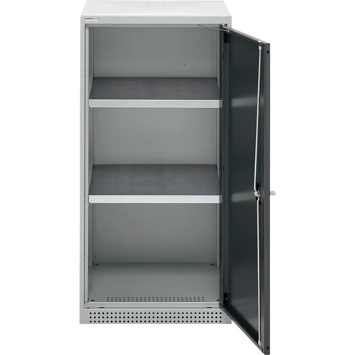 Schäfer Shop Genius dubbeldeurskast FS, staal, met ventilatiegaten, B 545 x D 520 x H 1105 mm, 3 OH, lichtgrijs/antracietgrijs, tot 150 kg